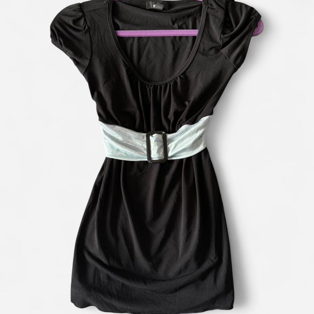 BCX 90s black mini dress/shirt with belt accent made in USA